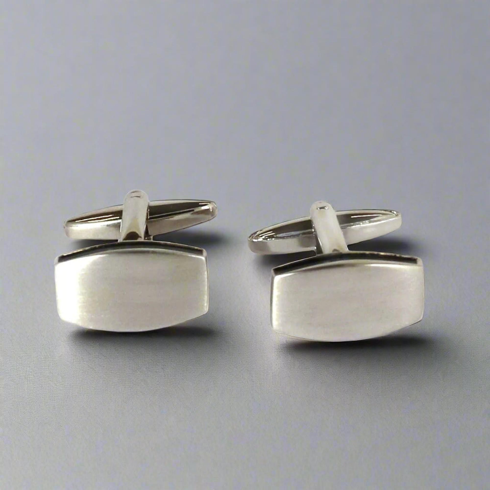 Rectangle shape Silver Solid col cufflinks-Cufflinks.com.sg