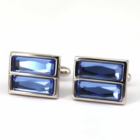 Rectangular Blue Fiber Glass Cufflinks-Cufflinks.com.sg