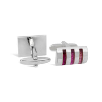 Red Dichroic Fused Glass Triple Stripe Cufflink-Cufflinks.com.sg