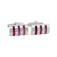 Red Dichroic Fused Glass Triple Stripe Cufflink-Cufflinks.com.sg