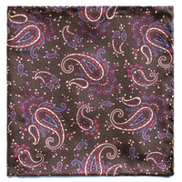 Red Paisley Brown Pocket Square-Pocket Squares-Andrew's Ties-Cufflinks.com.sg