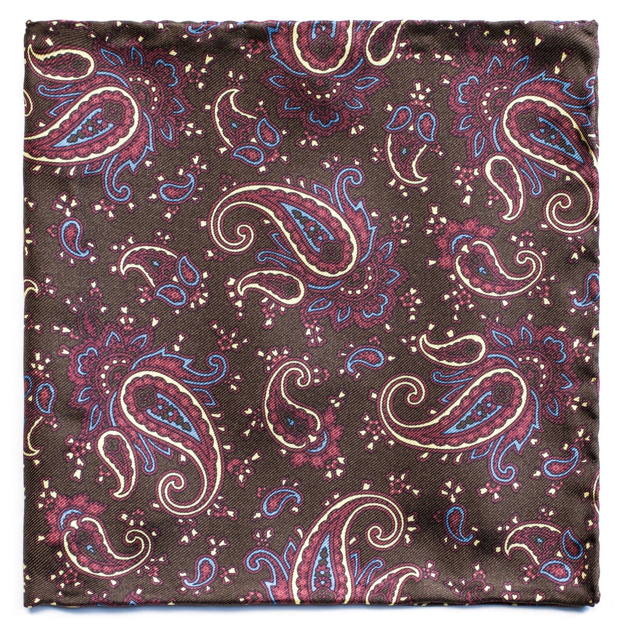 Red Paisley Brown Pocket Square-Pocket Squares-Andrew's Ties-Cufflinks.com.sg