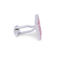 Red Rectangle Cufflinks with Silver Floral Details F-Cufflinks.com.sg