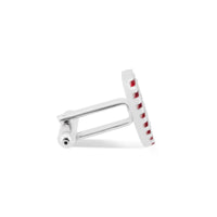 Red Stripe and Silver Round Cufflinks-Cufflinks.com.sg