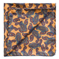 Red and Blue Paisley Orange Pocket Square-Pocket Squares-Andrew's Ties-Cufflinks.com.sg
