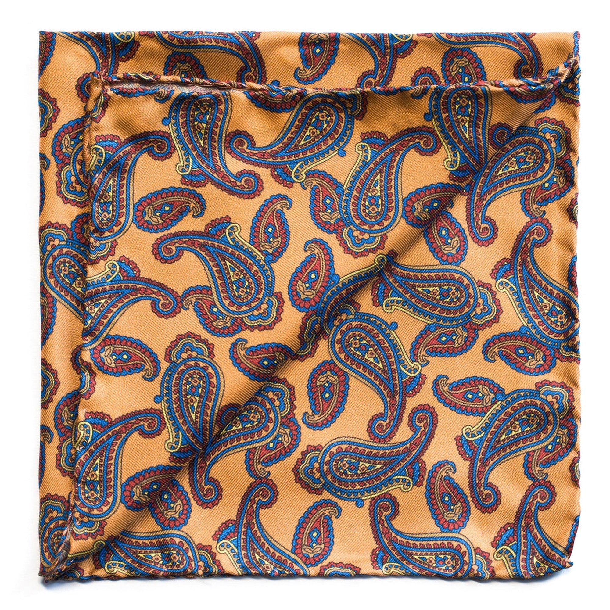 Red and Blue Paisley Orange Pocket Square-Pocket Squares-Andrew's Ties-Cufflinks.com.sg
