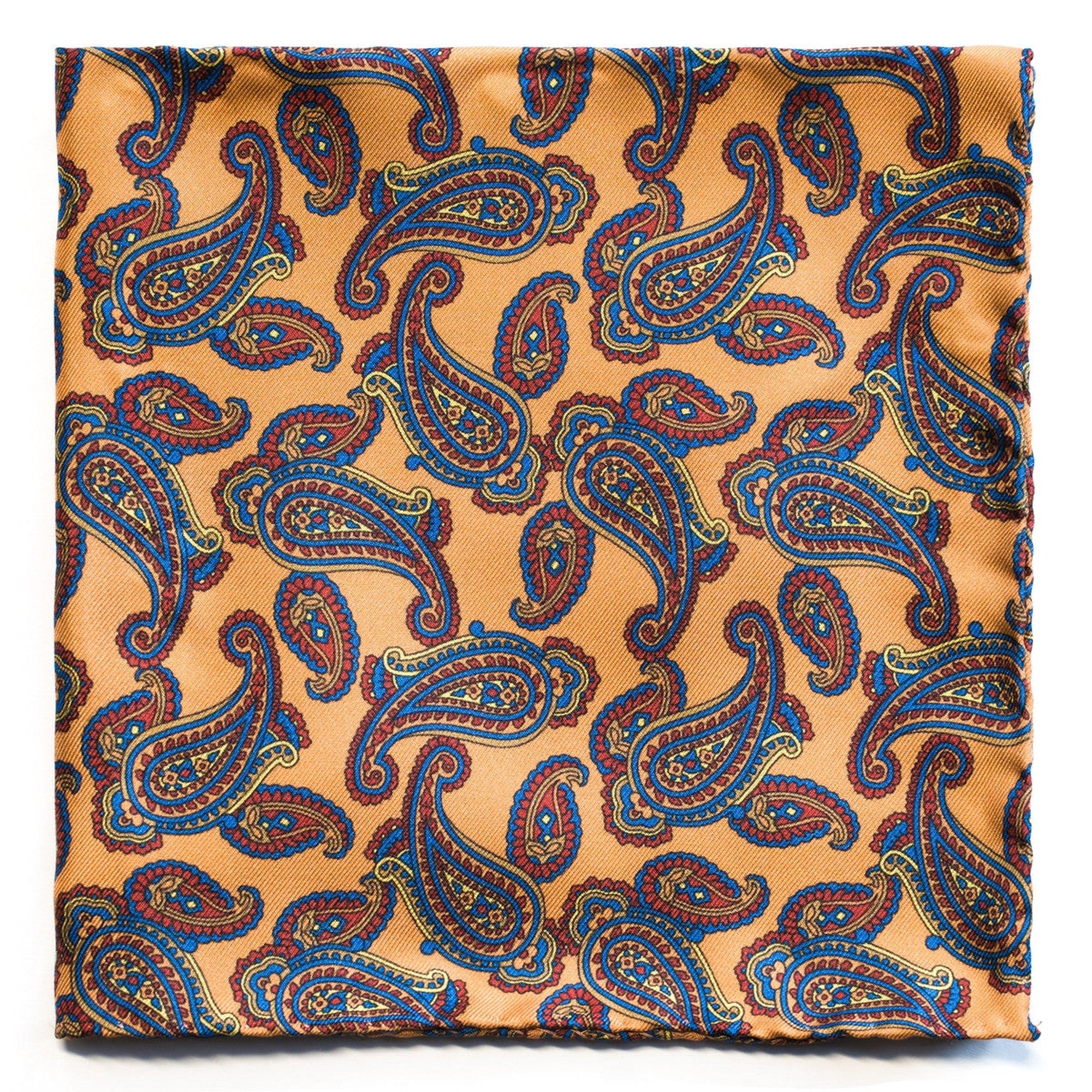 Red and Blue Paisley Orange Pocket Square-Pocket Squares-Andrew's Ties-Cufflinks.com.sg