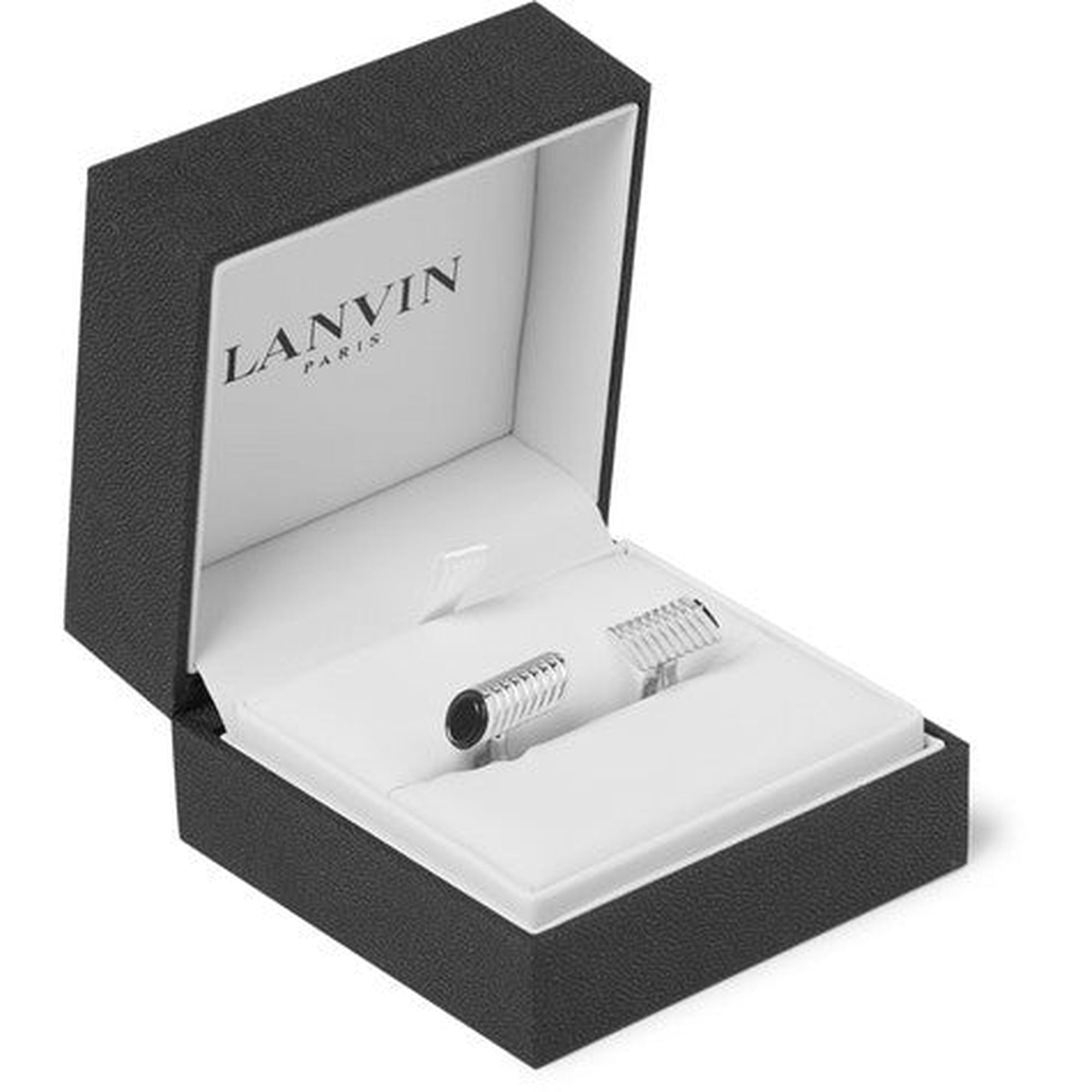 Rhodium-Plated Onyx Cufflinks-Cufflinks.com.sg