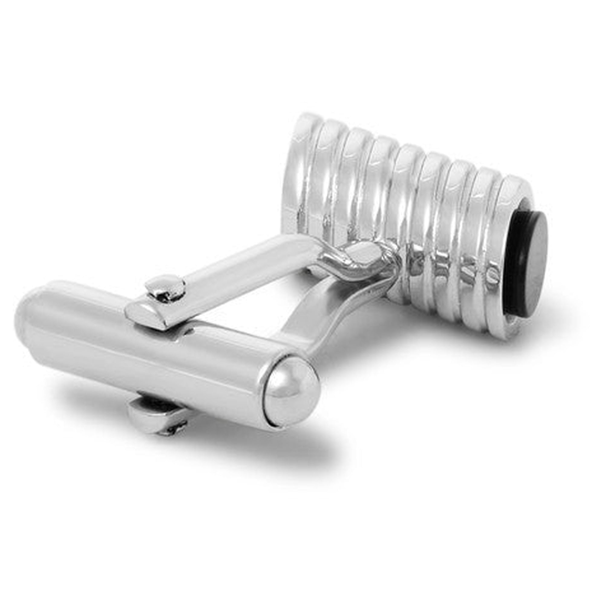 Rhodium-Plated Onyx Cufflinks-Cufflinks.com.sg