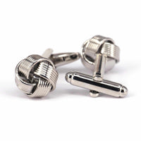 Ribbed Knot in Silver Cufflinks-Cufflinks.com.sg