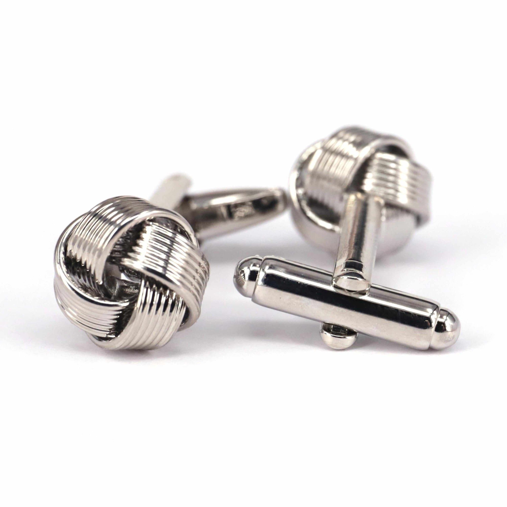 Ribbed Knot in Silver Cufflinks-Cufflinks.com.sg