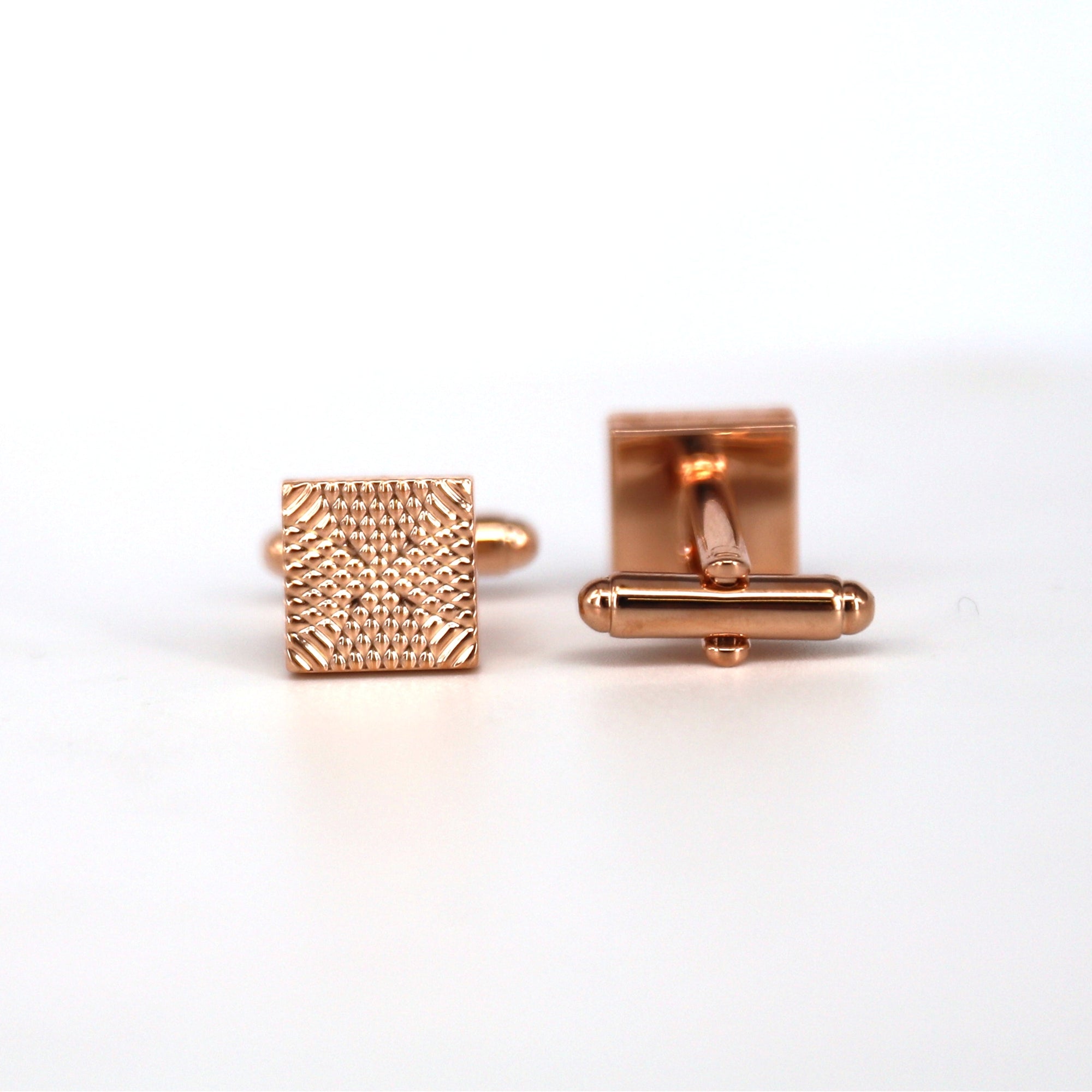 Rose Gold Textured Square Cufflinks-Cufflinks.com.sg