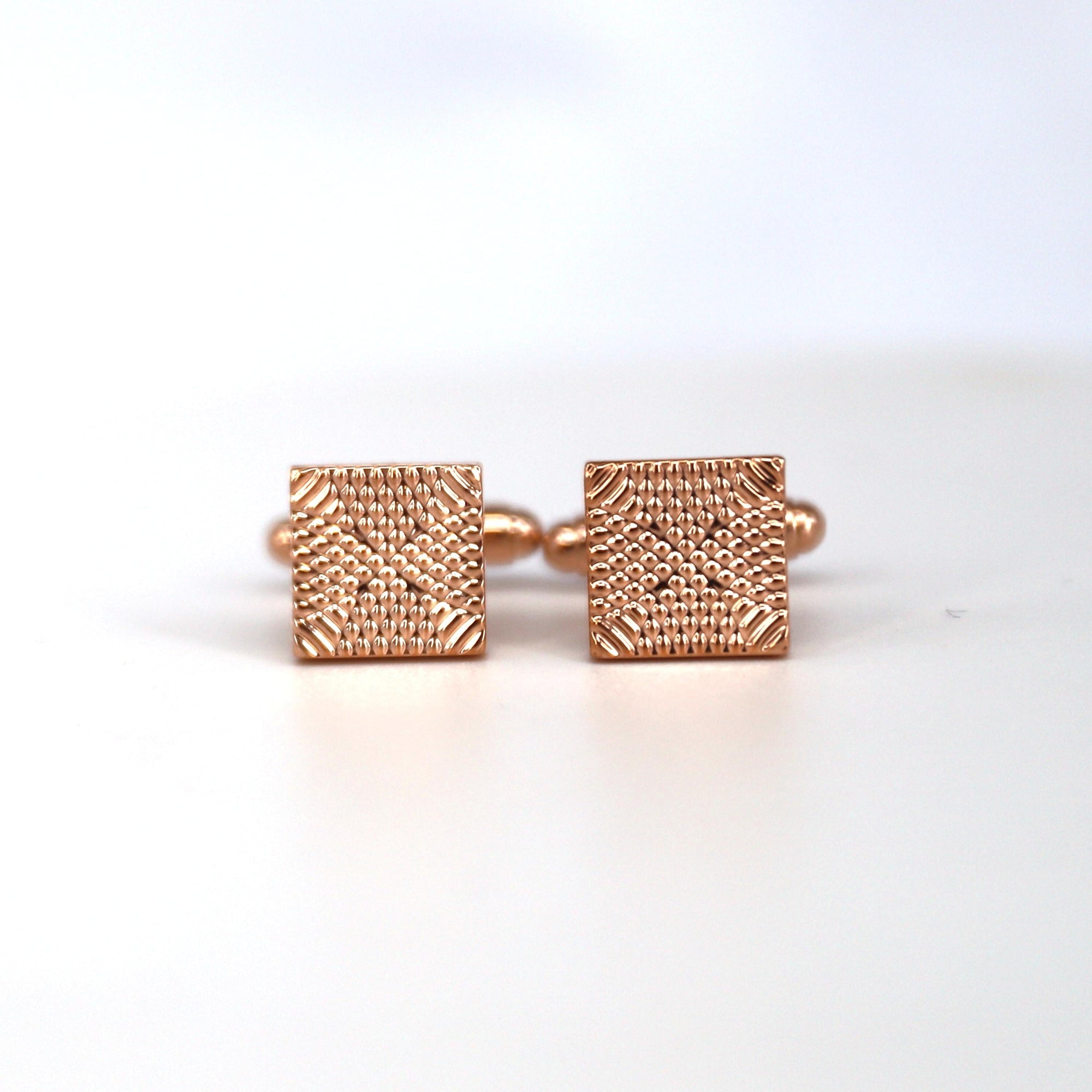 Rose Gold Textured Square Cufflinks-Cufflinks.com.sg