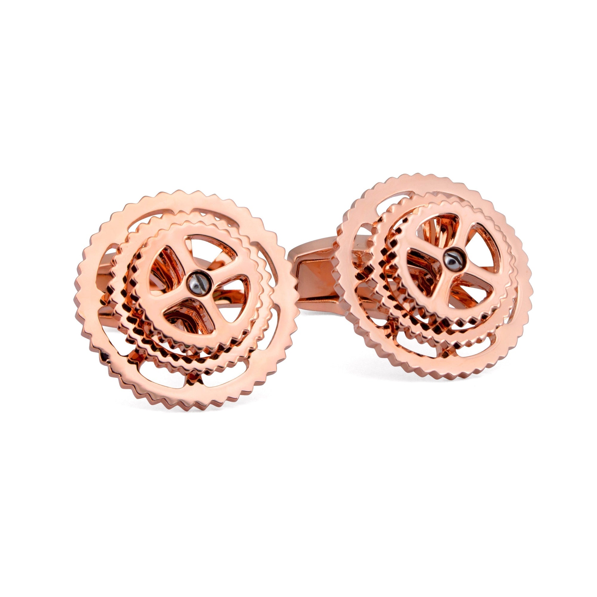 A.Azthom Rotatable Rose Gold Bike Gear Cufflinks-Cufflinks.com.sg