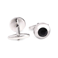 Round Bejeweled Crystal Cufflinks in Jet Black-Cufflinks.com.sg