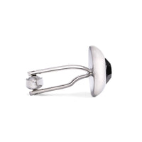 Round Bejeweled Crystal Cufflinks in Jet Black-Cufflinks.com.sg