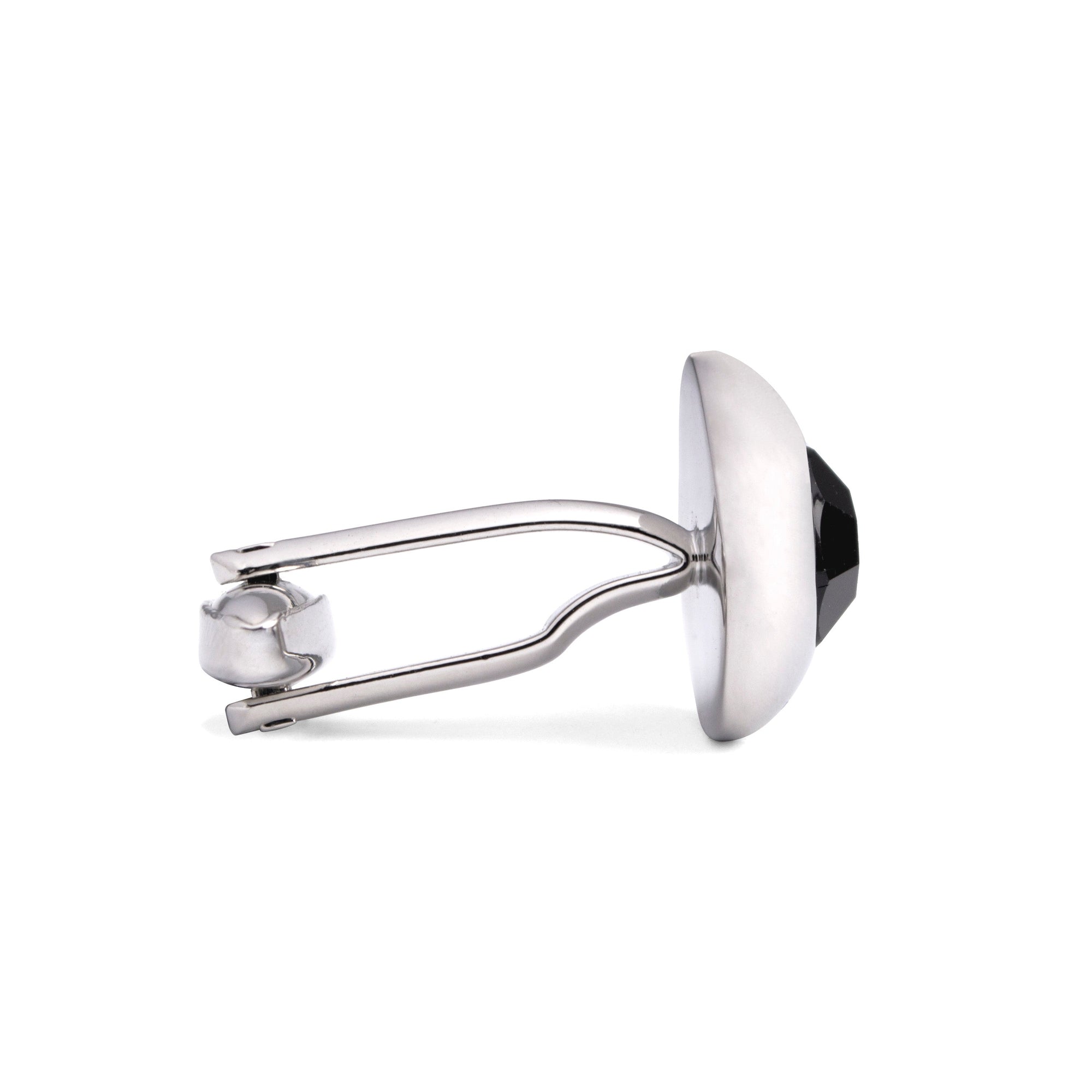 Round Bejeweled Crystal Cufflinks in Jet Black-Cufflinks.com.sg