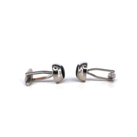 Round Classic Cufflinks with Black Enamel Centerpiece-Cufflinks.com.sg