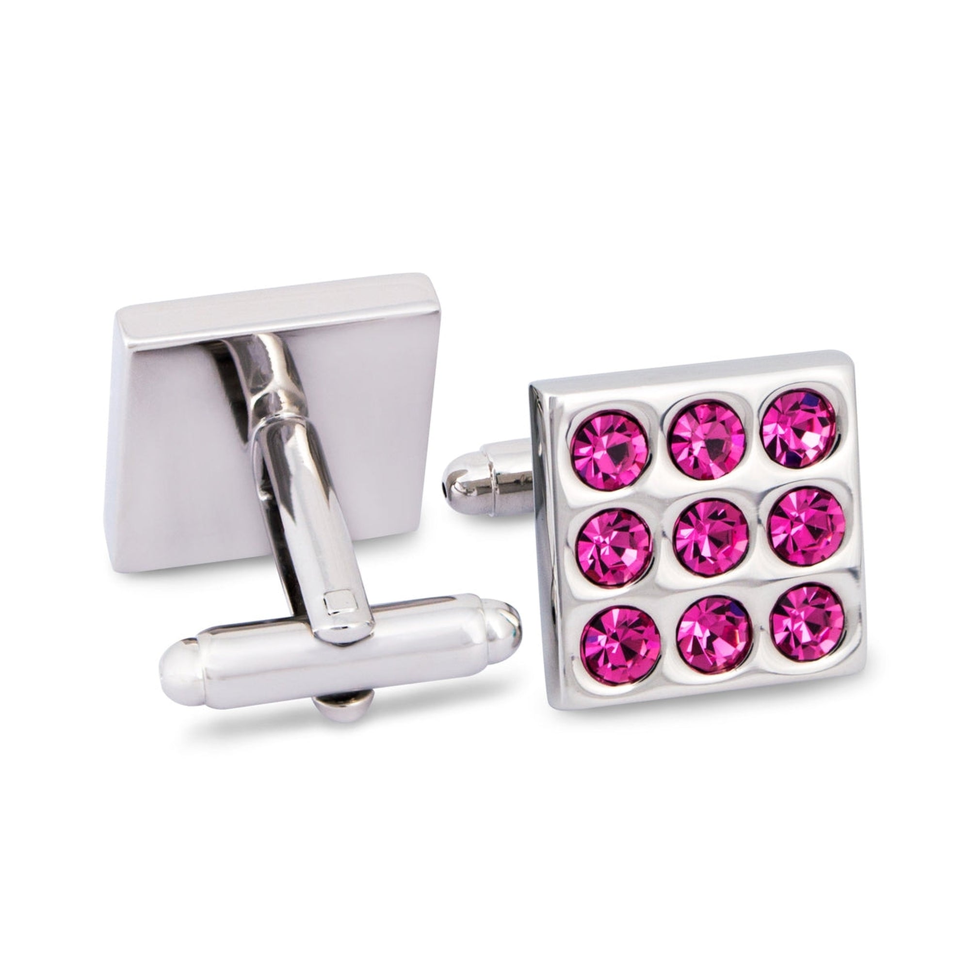 Round Crystals Cufflinks - Pink and Torquise F/M-Cufflinks.com.sg
