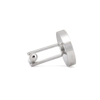 Round Fibre Optic Glass Black and Off White Checks Cufflinks-Cufflinks.com.sg