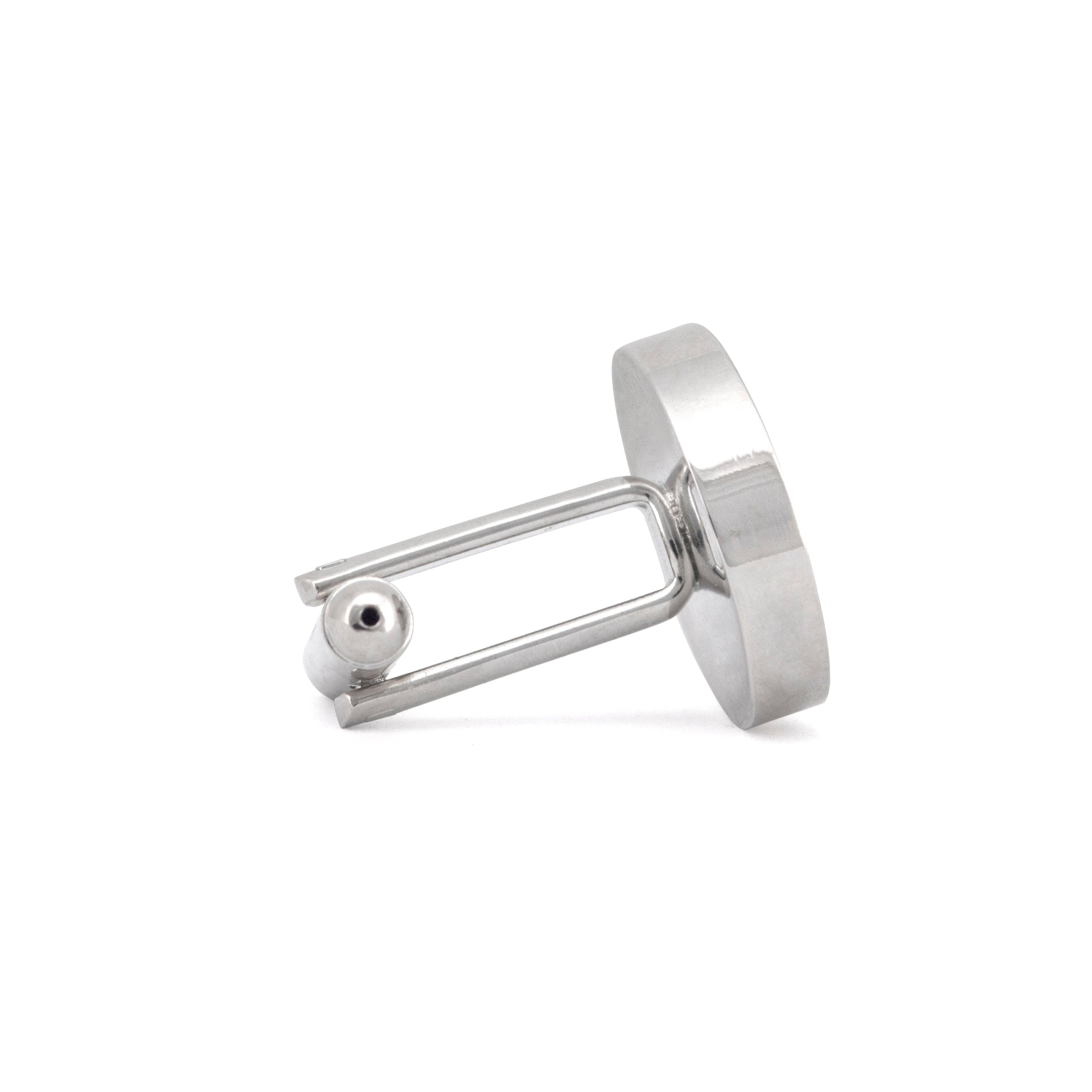 Round Fibre Optic Glass Black and Off White Checks Cufflinks-Cufflinks.com.sg