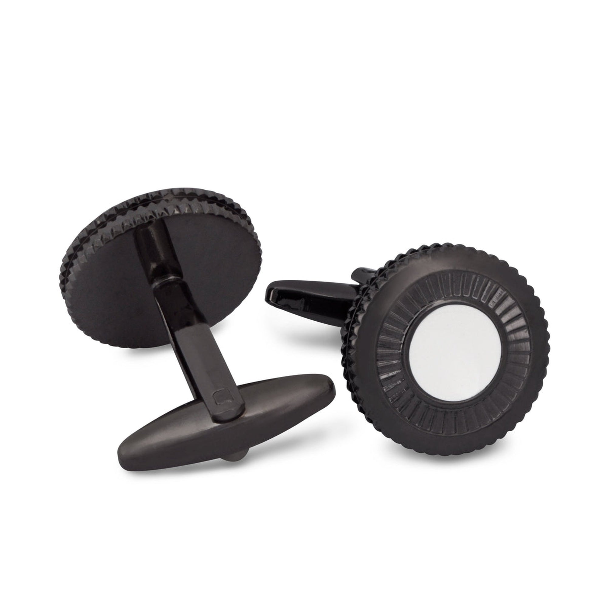 Round Gunmetal Iris Cufflinks-Cufflinks.com.sg