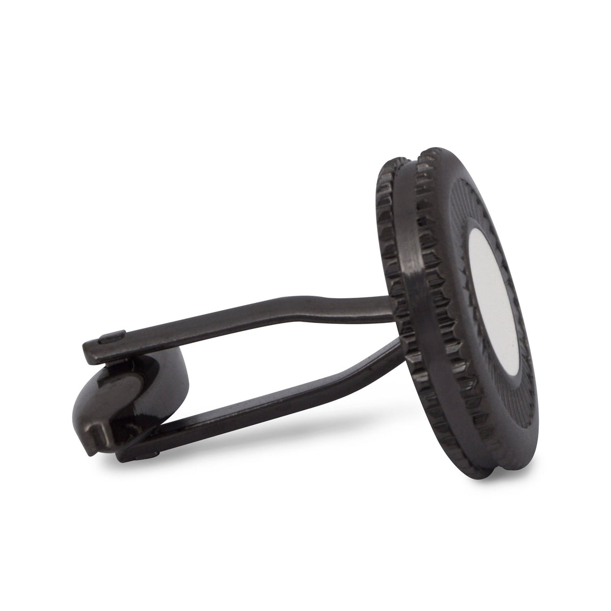 Round Gunmetal Iris Cufflinks-Cufflinks.com.sg
