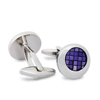 Round Off-Centre Purple Cufflinks A9-Cufflinks.com.sg