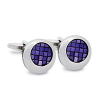 Round Off-Centre Purple Cufflinks A9-Cufflinks.com.sg