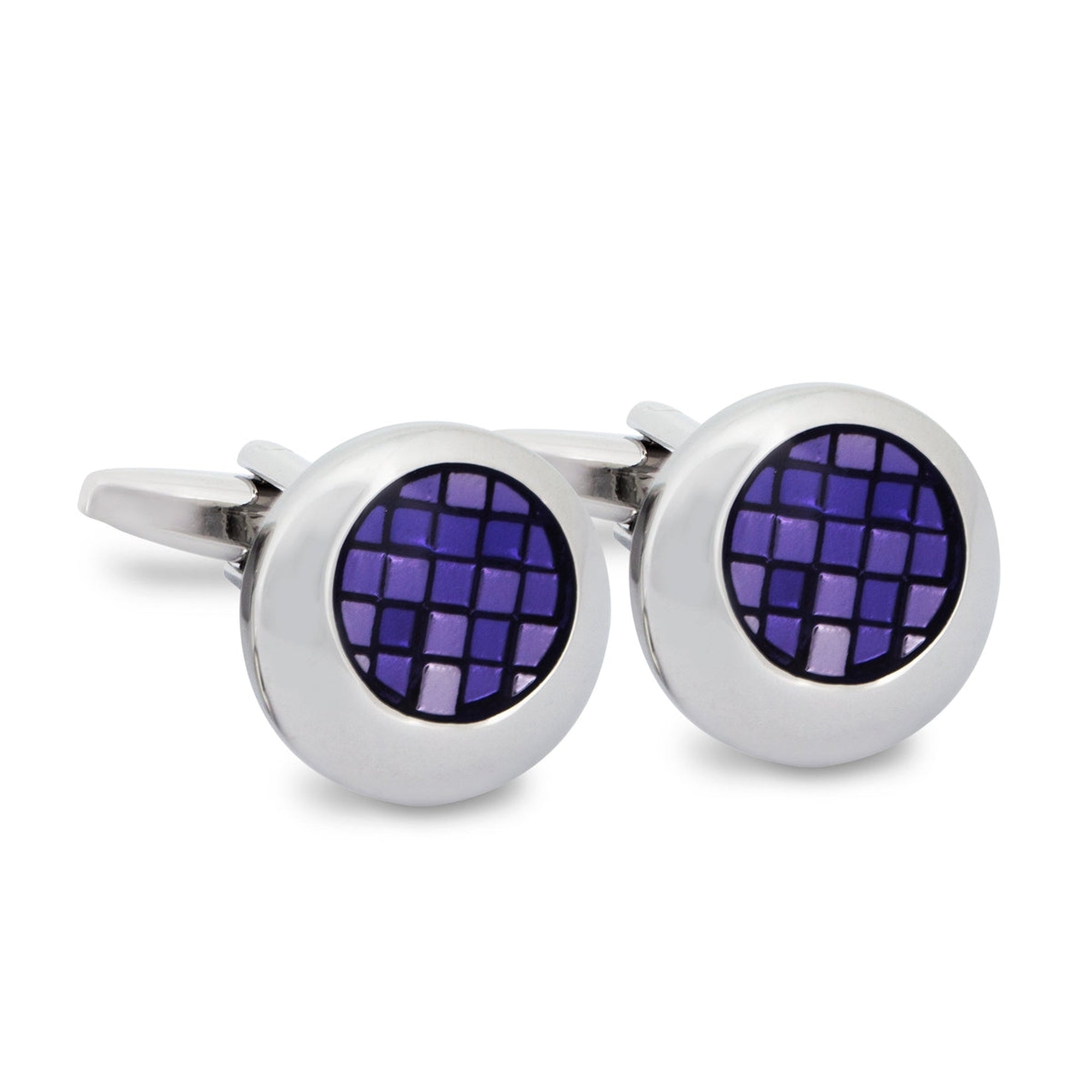 Round Off-Centre Purple Cufflinks A9-Cufflinks.com.sg