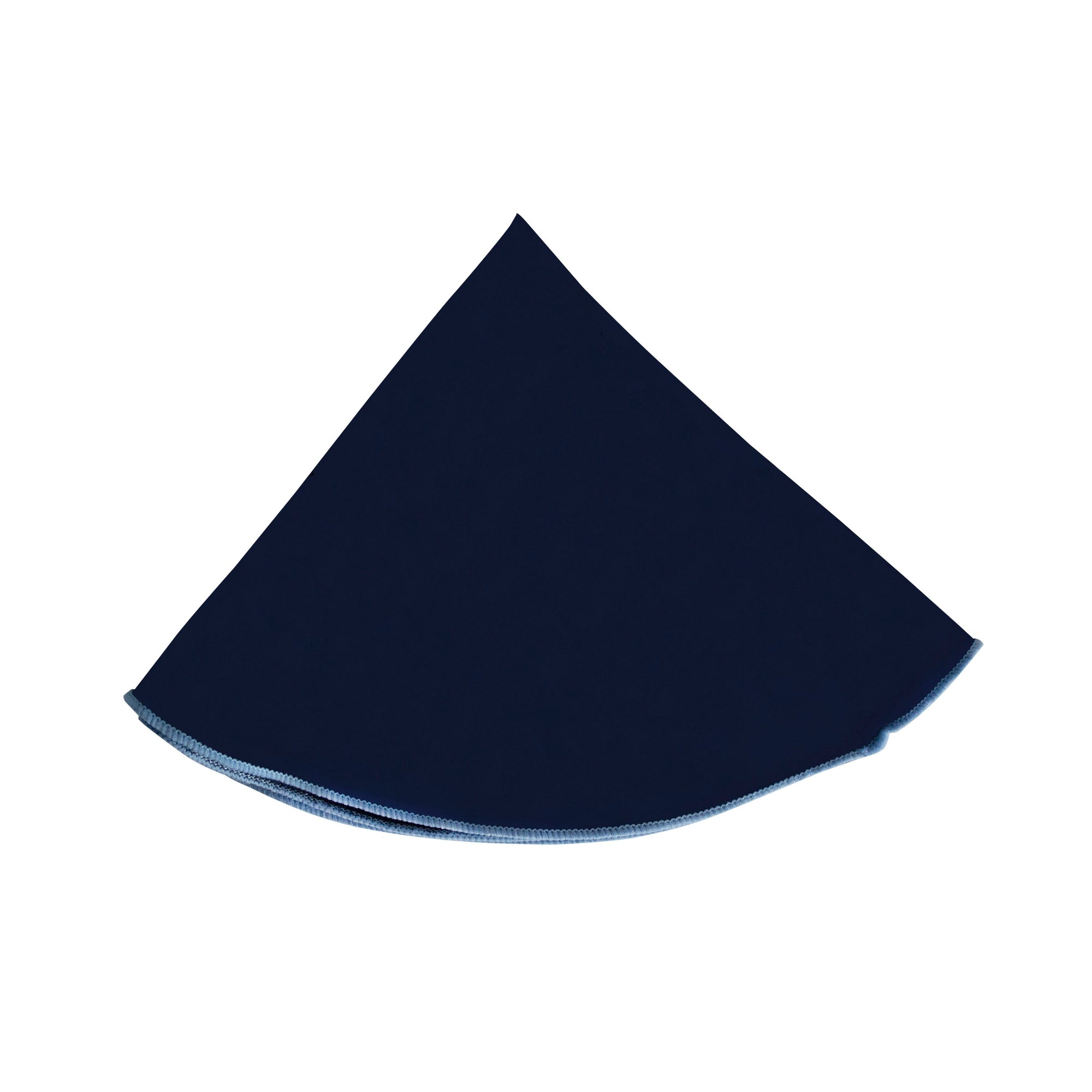 Round Pocket Square in Navy with Light Blue Edges-Pocket Squares-MarZthomson-Cufflinks.com.sg