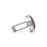 Round Purple Fibre Optic Glass Cufflinks-Cufflinks.com.sg
