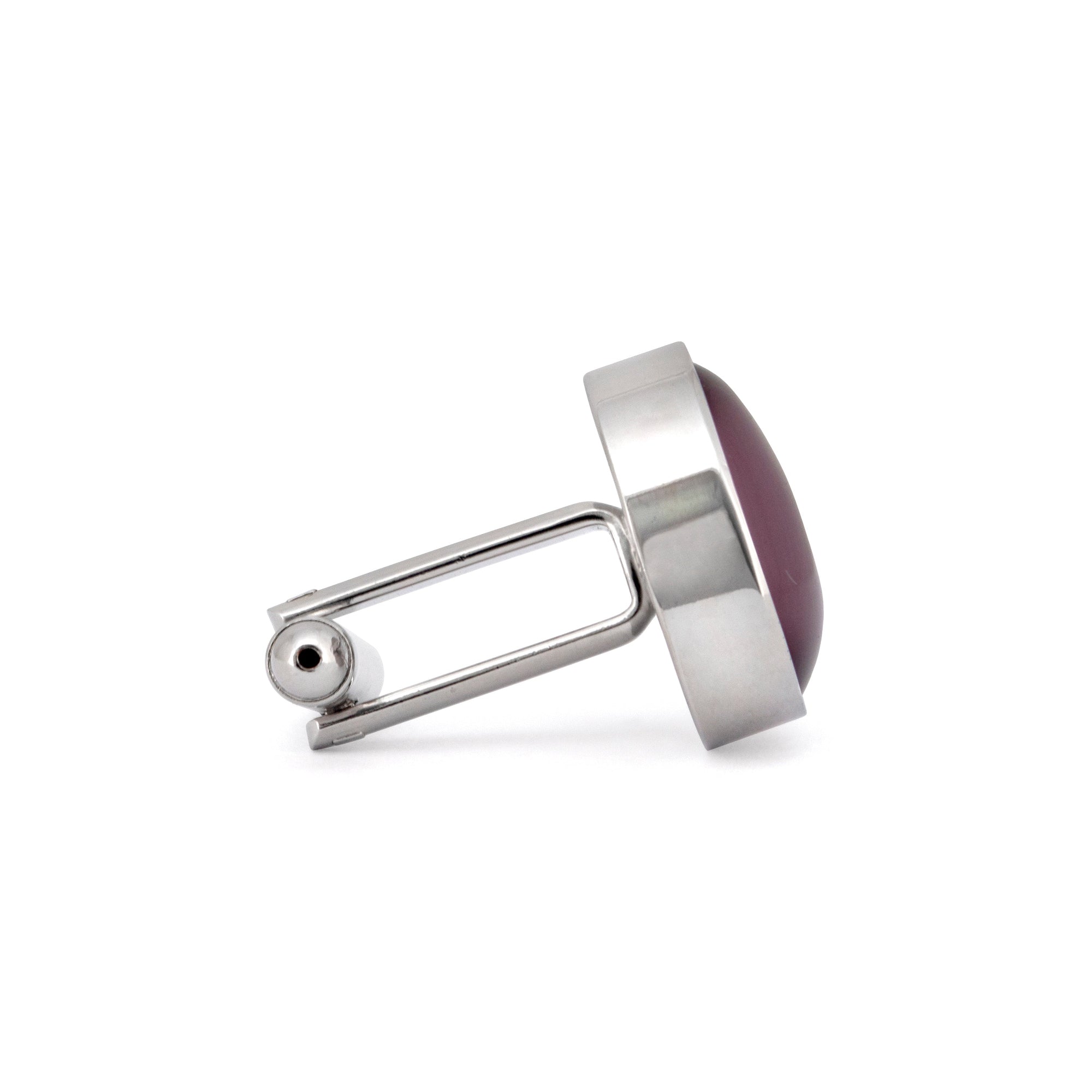 Round Purple Fibre Optic Glass Cufflinks-Cufflinks.com.sg