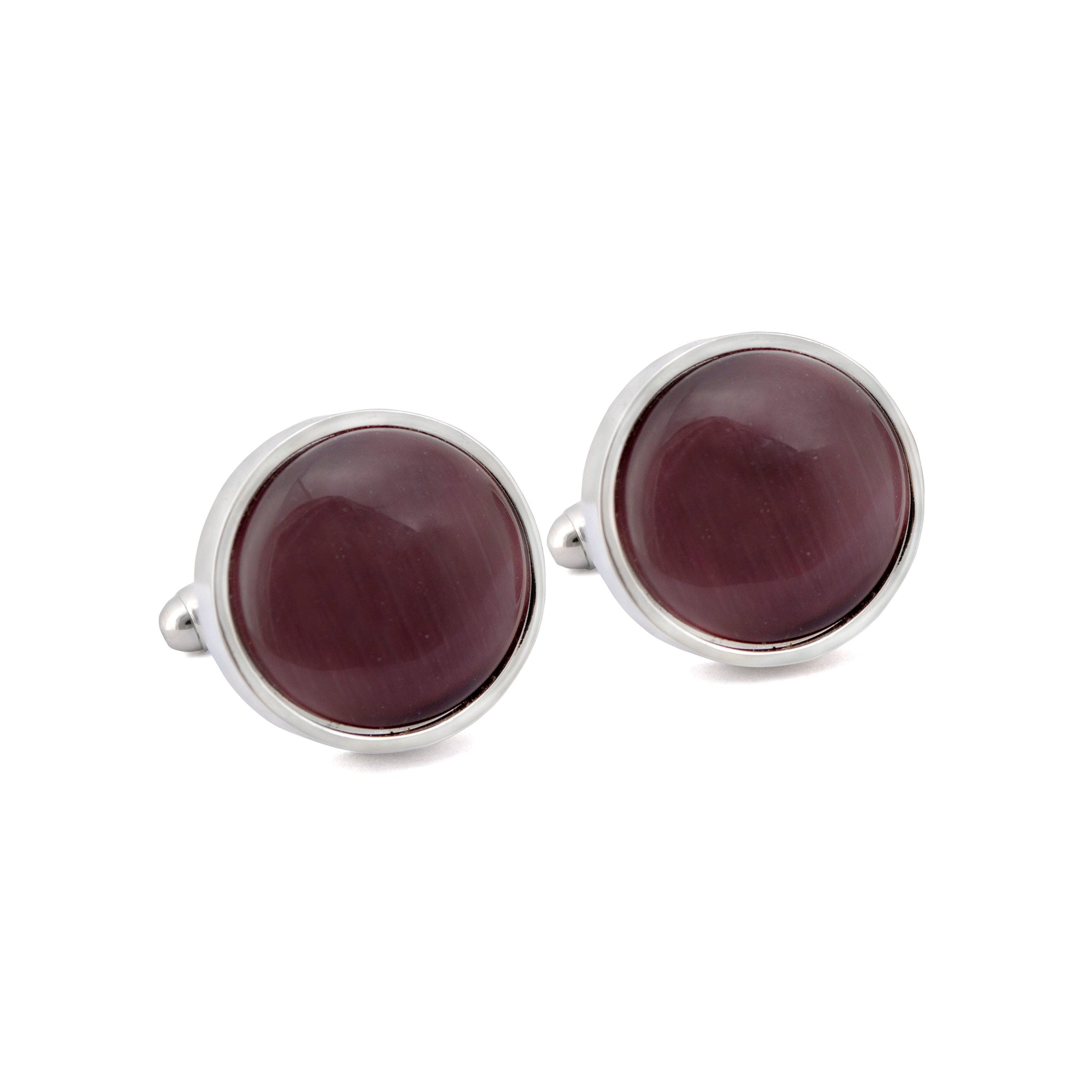 Round Purple Fibre Optic Glass Cufflinks-Cufflinks.com.sg