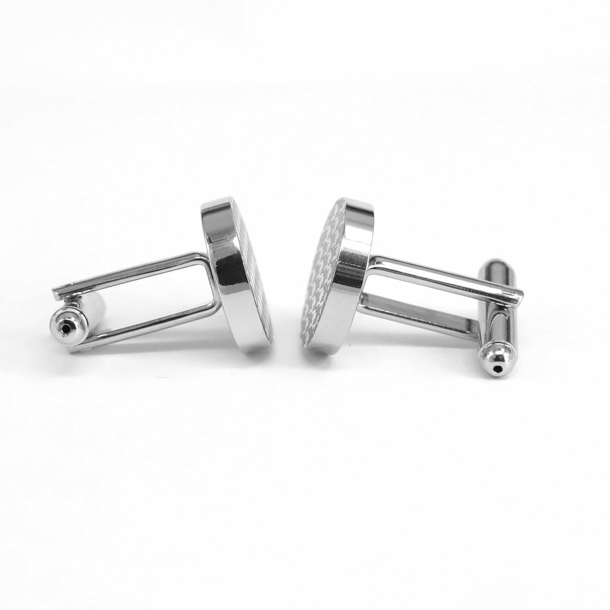 Round Silver Laser Cufflinks M-Cufflinks.com.sg