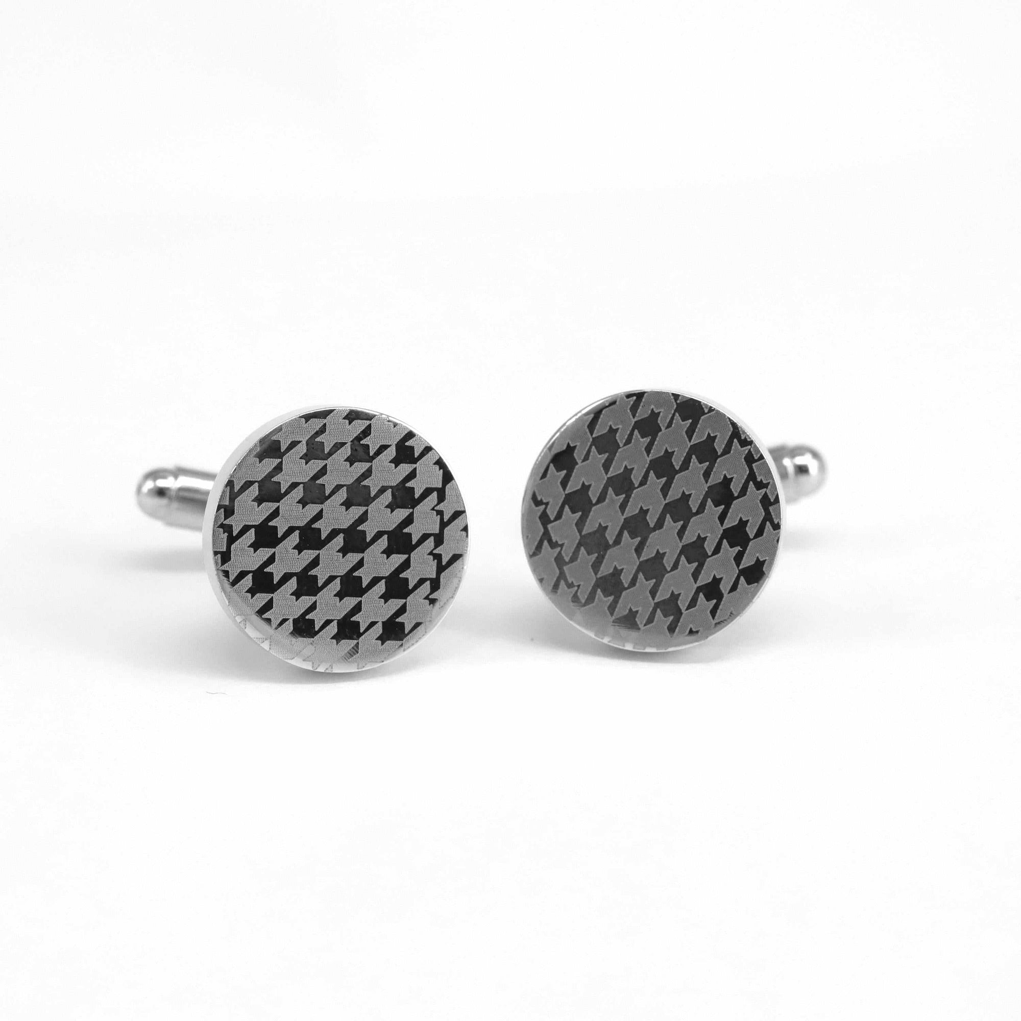 Round Silver Laser Cufflinks M-Cufflinks.com.sg