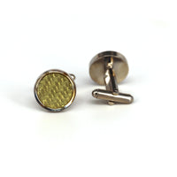 Round Yellow Gold Carbon Fibre Cufflinks Marzthomson Cufflinks-Cufflinks.com.sg