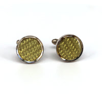 Round Yellow Gold Carbon Fibre Cufflinks Marzthomson Cufflinks-Cufflinks.com.sg