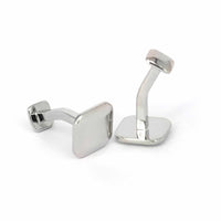 Rounded Edge Square Cufflinks in Silver with fix bar-Classic Cufflinks-MarZthomson-Cufflinks.com.sg