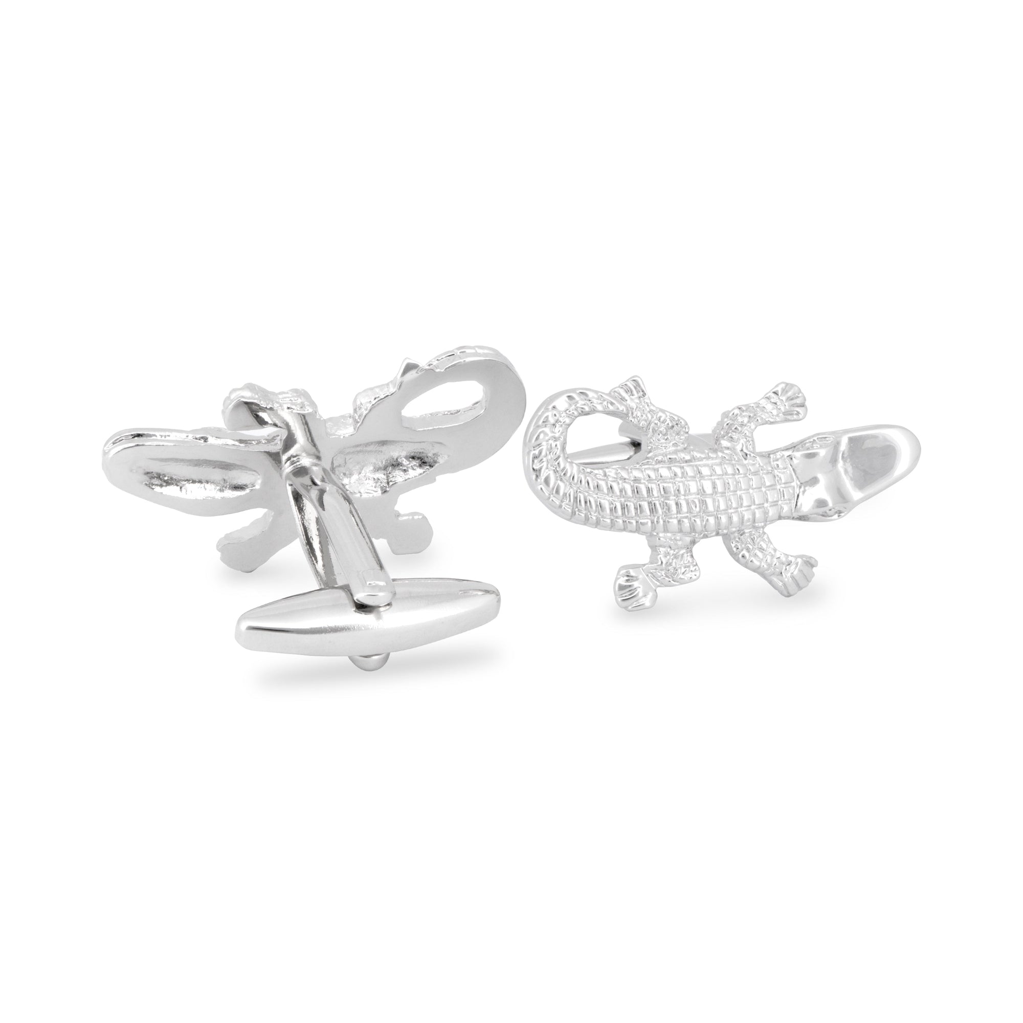 Silver Alligator, Crocodile Cufflinks-Cufflinks.com.sg
