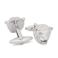 Silver Bear Head Cufflinks-Cufflinks.com.sg