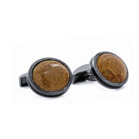 Silver Devonian Horn Coral Cufflinks Limited Edition Black Rhodium-Cufflinks.com.sg
