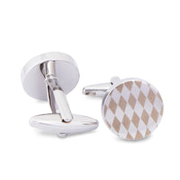 Silver Diamond Pattern Cufflinks-Cufflinks.com.sg