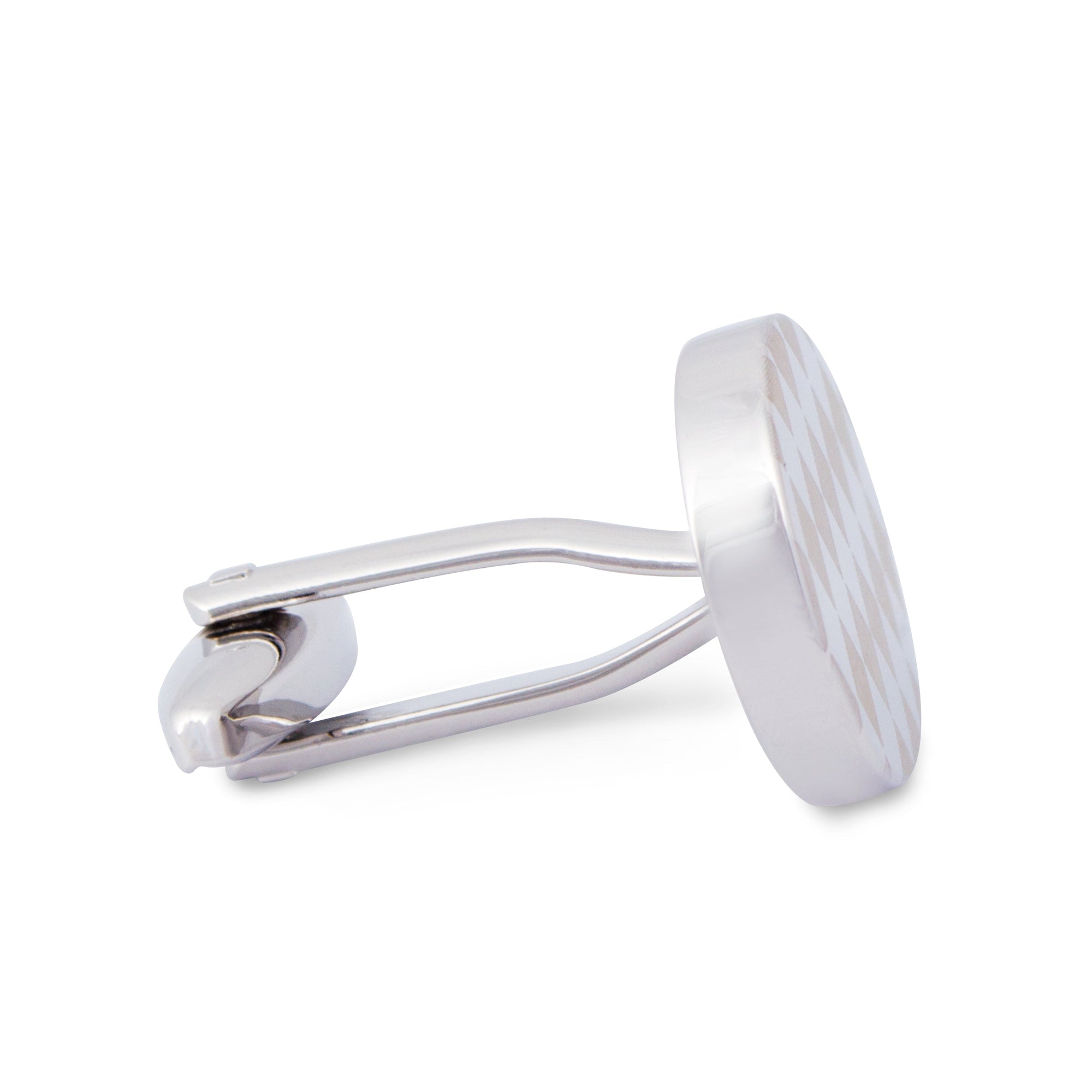 Silver Diamond Pattern Cufflinks-Cufflinks.com.sg