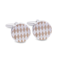 Silver Diamond Pattern Cufflinks-Cufflinks.com.sg