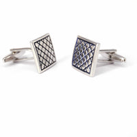 Silver Diamond Patterned Cufflinks-Cufflinks.com.sg