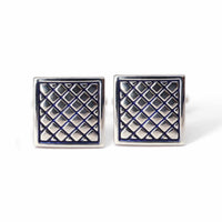 Silver Diamond Patterned Cufflinks-Cufflinks.com.sg