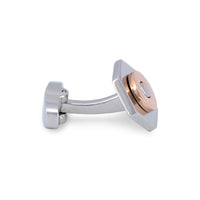 Silver Hexagon with Rose Gold Screw Top Centrepiece Cufflinks-Cufflinks.com.sg