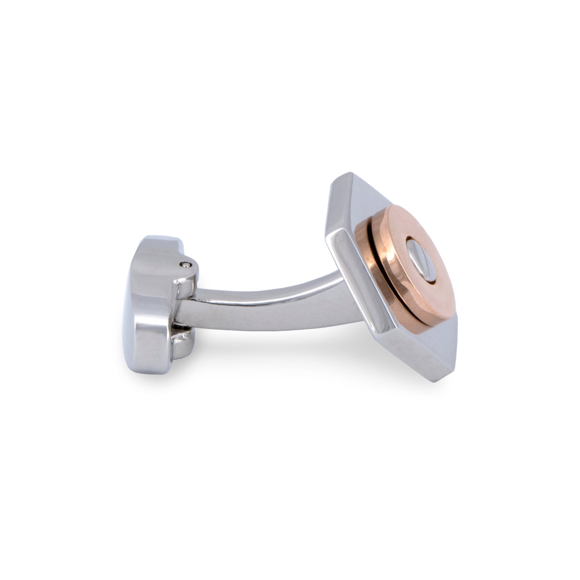 Silver Hexagon with Rose Gold Screw Top Centrepiece Cufflinks-Cufflinks.com.sg