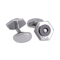 Silver Hexagon with Screw Top Centrepiece Cufflinks-Cufflinks.com.sg
